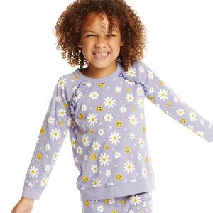 Chaser Smiley Daisies Long Sleeve Ruffle Top Girls SIze 6T NWT